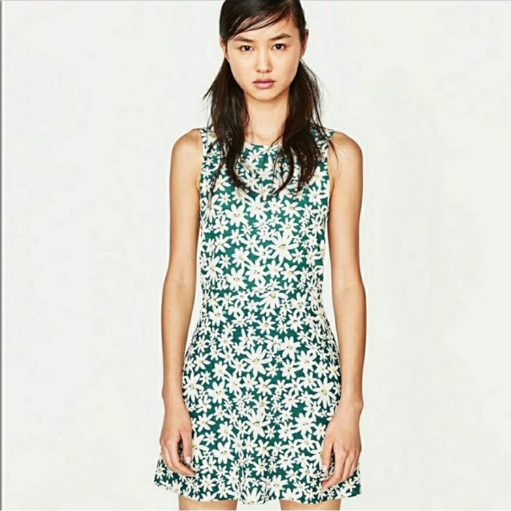 Zara Romper Daisy Skorts Dress Teal Green Womens XS